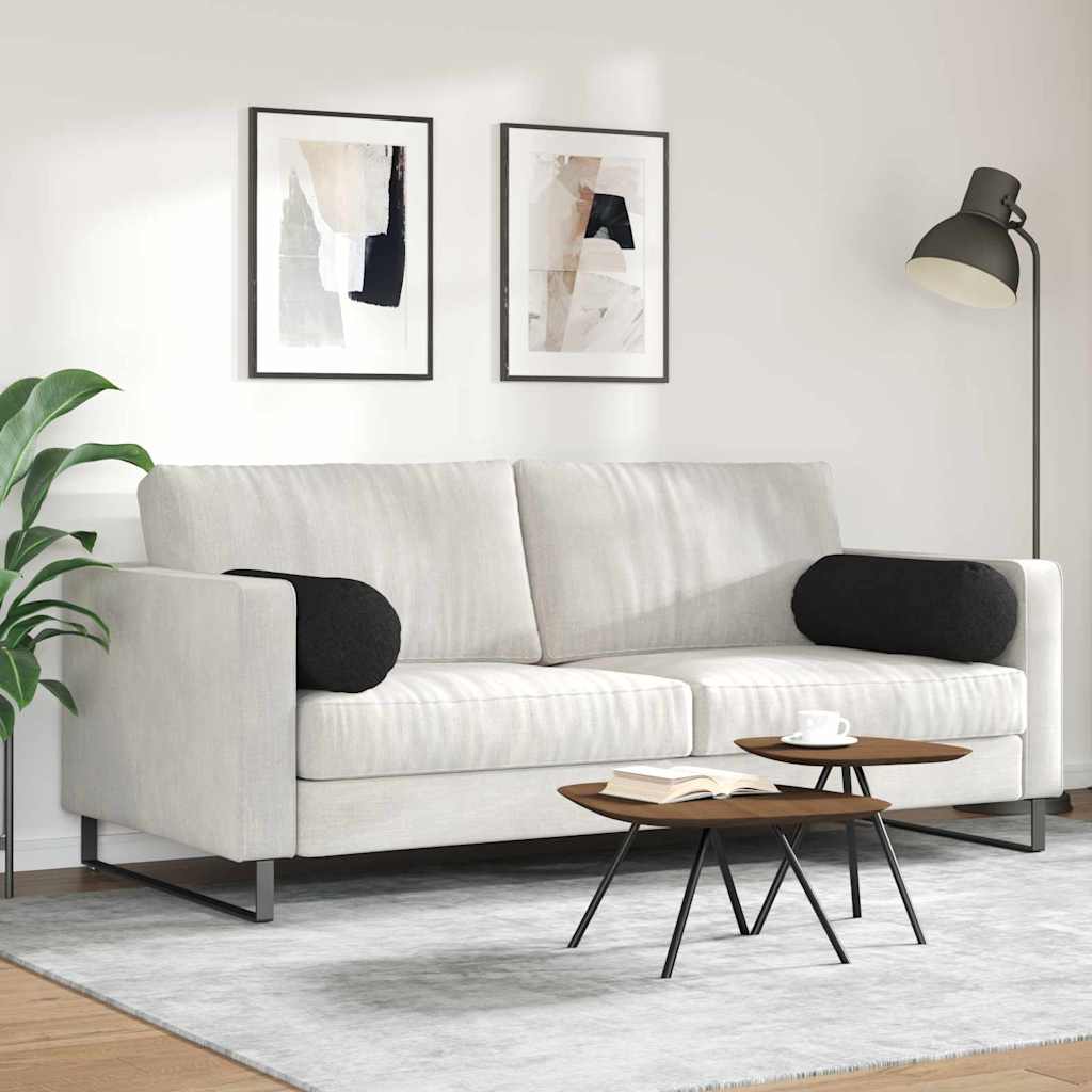 Cuscini a rullo 2 pz Tessuto Nero Ø 25 x 70 cm