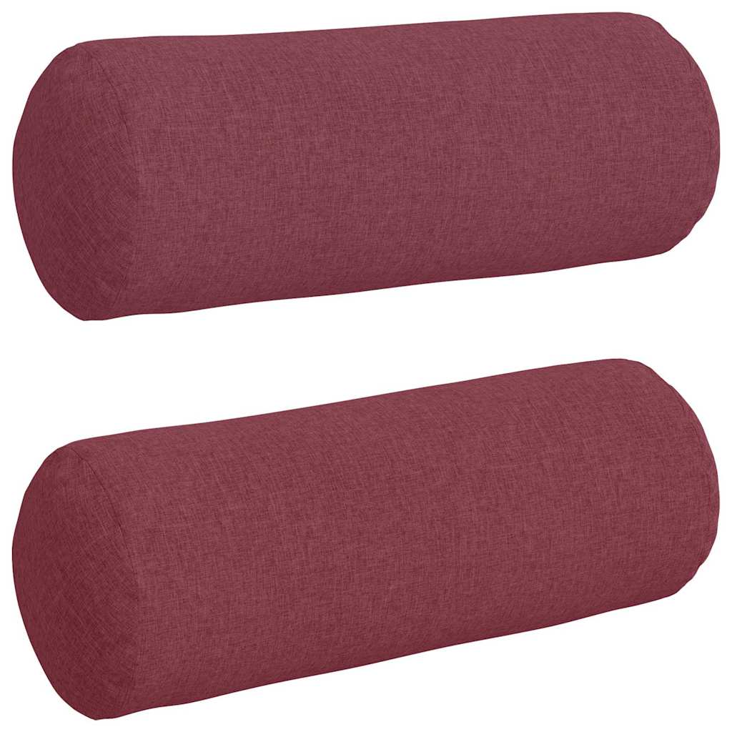 Cuscini a rullo 2 pz Tessuto Rosso Vino Ø 25 x 70 cm