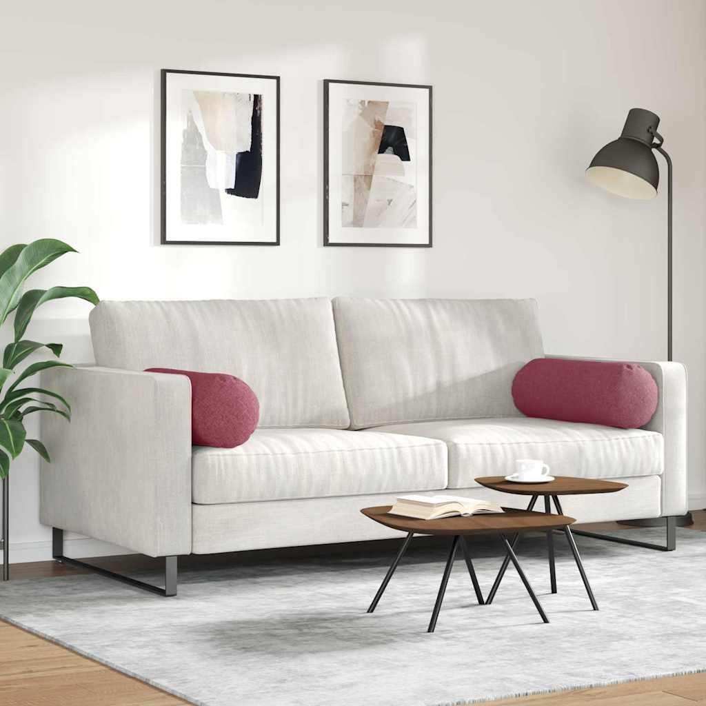 Cuscini a rullo 2 pz Tessuto Rosso Vino Ø 25 x 70 cm