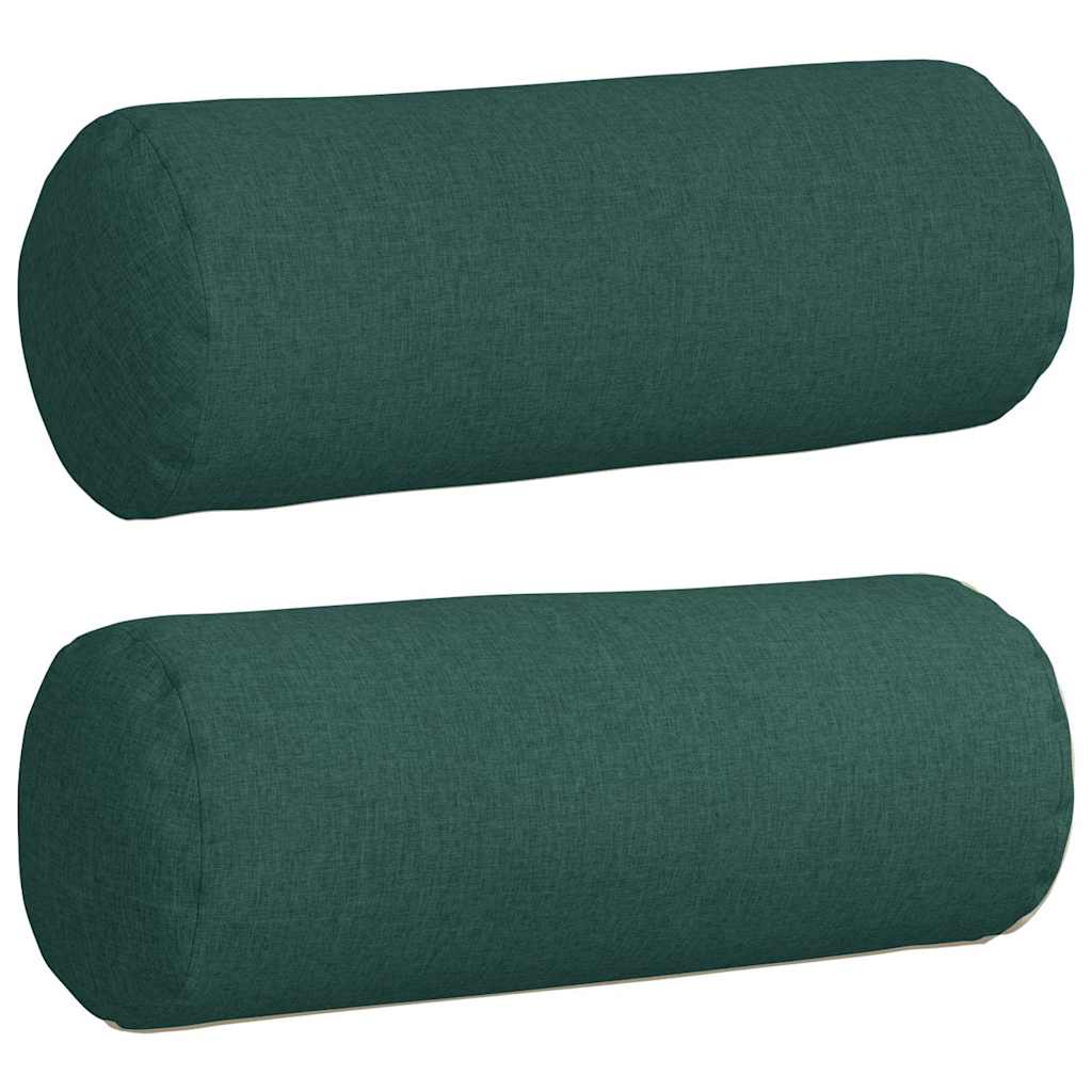 Cuscini a rullo 2 pz Tessuto Verde Scuro Ø 25 x 70 cm