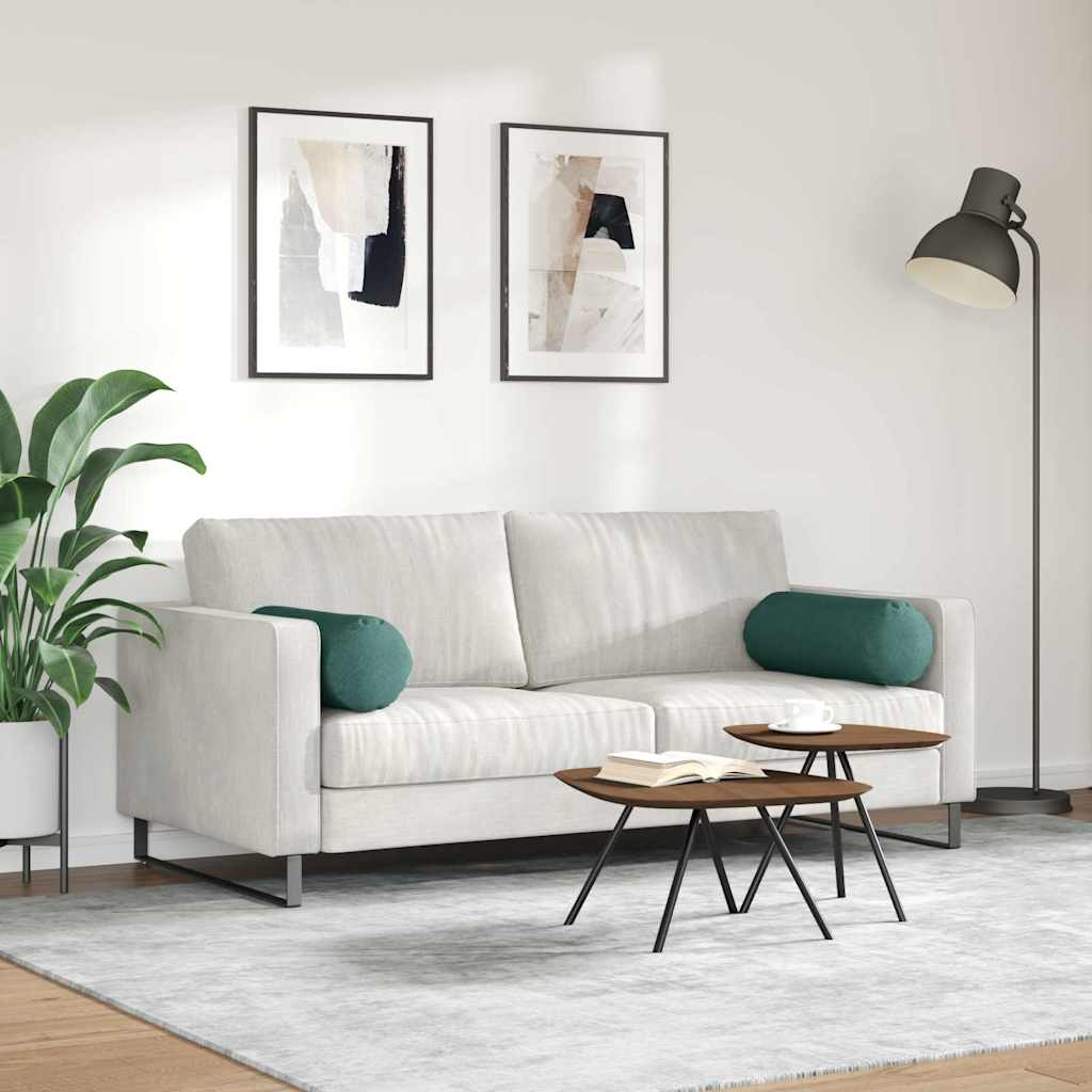 Cuscini a rullo 2 pz Tessuto Verde Scuro Ø 25 x 70 cm