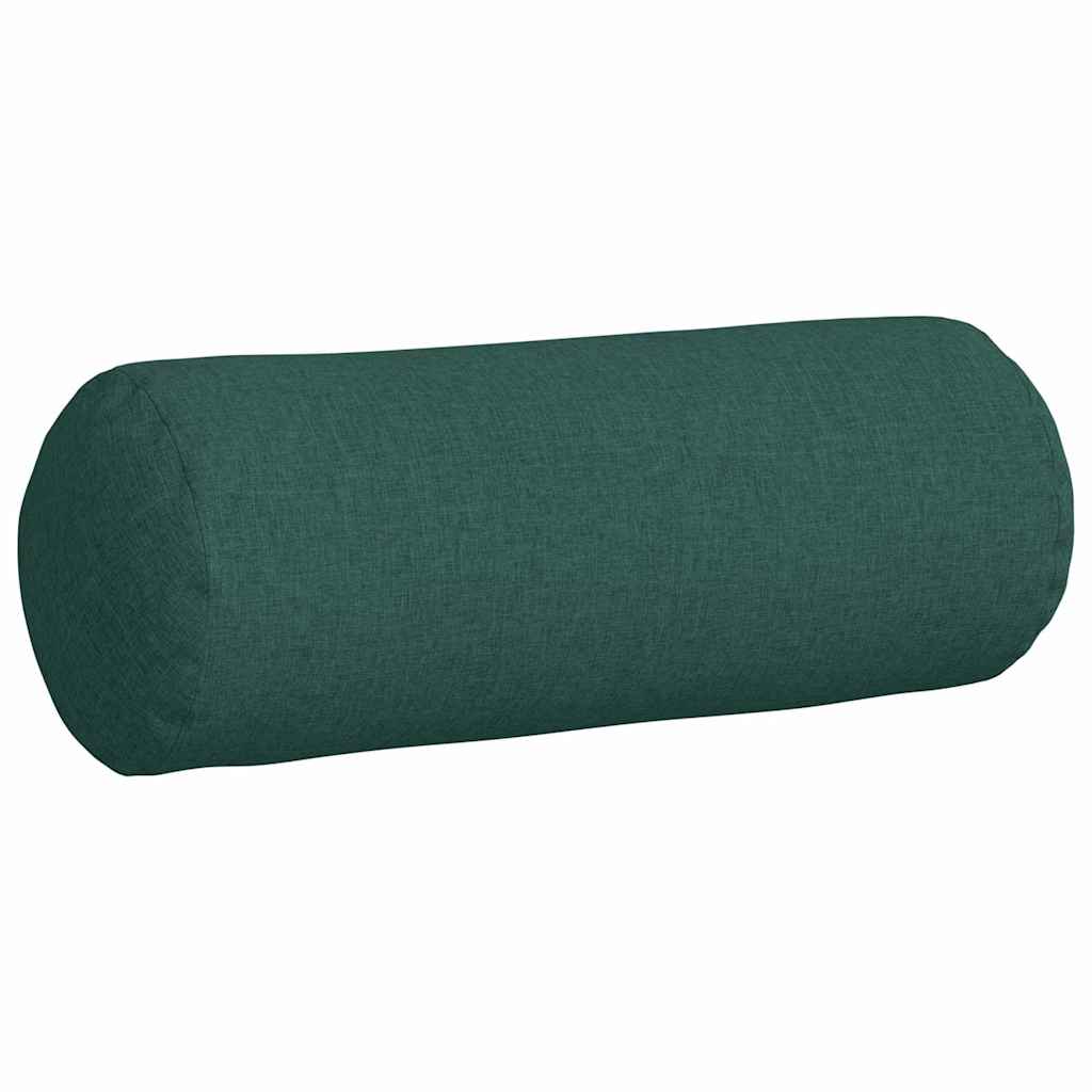 Cuscini a rullo 2 pz Tessuto Verde Scuro Ø 25 x 70 cm