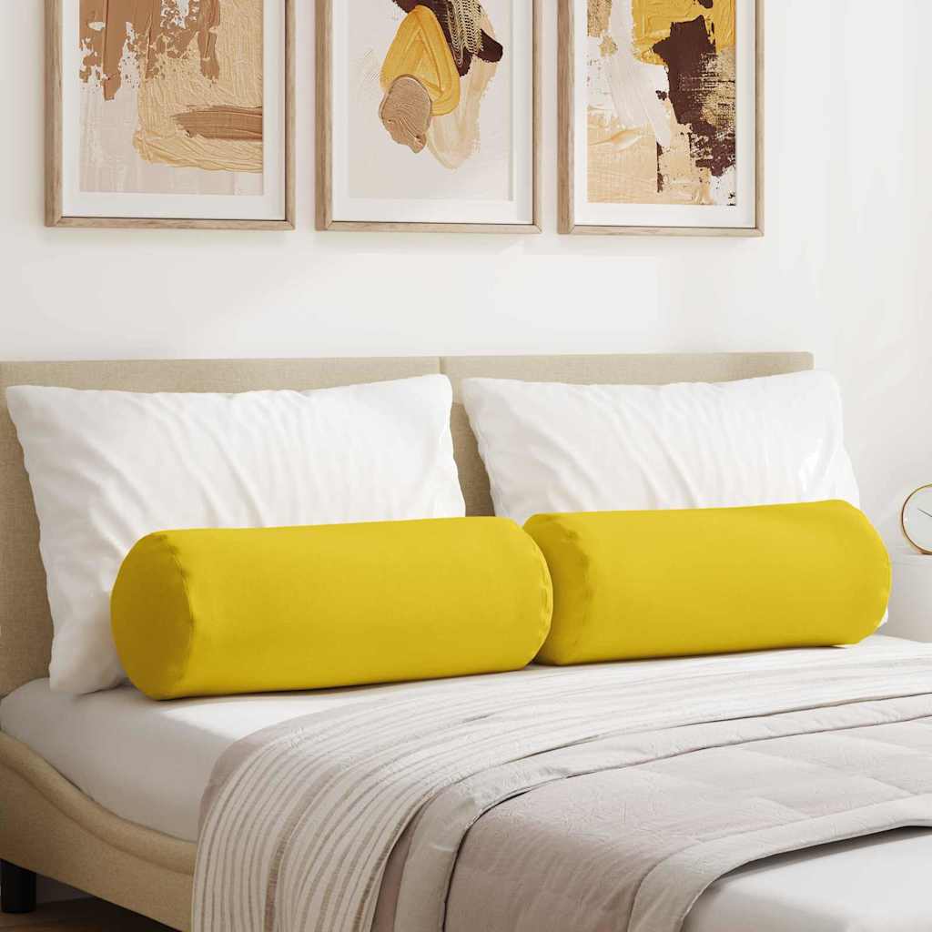 Cuscini a rullo 2 pz Tessuto Giallo Chiaro Ø 25 x 70 cm