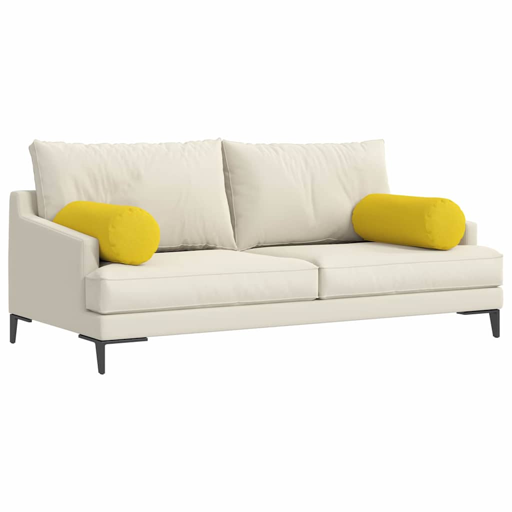 Cuscini a rullo 2 pz Tessuto Giallo Chiaro Ø 25 x 70 cm