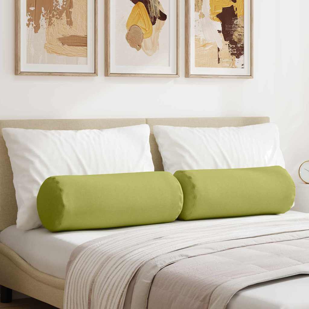 Cuscini a rullo 2 pz Tessuto Verde chiaro Ø 25 x 70 cm