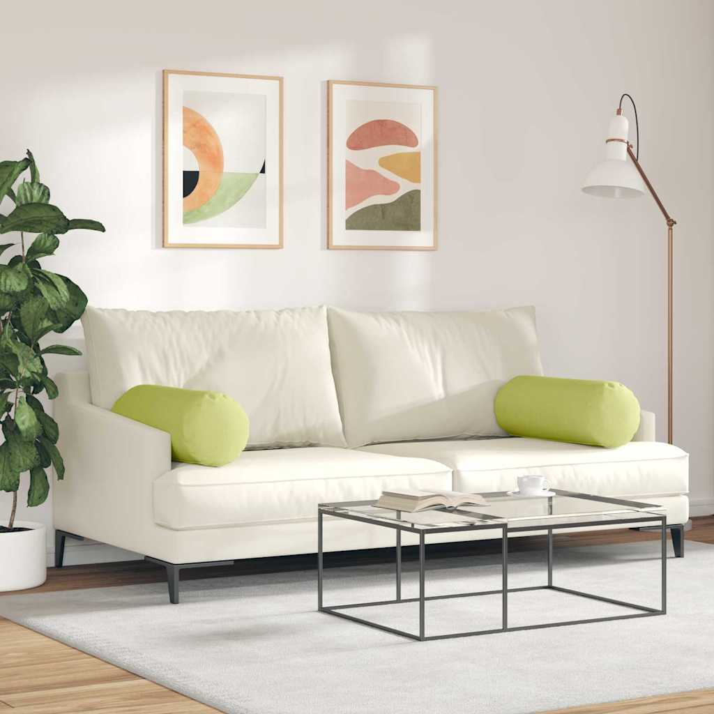 Cuscini a rullo 2 pz Tessuto Verde chiaro Ø 25 x 70 cm