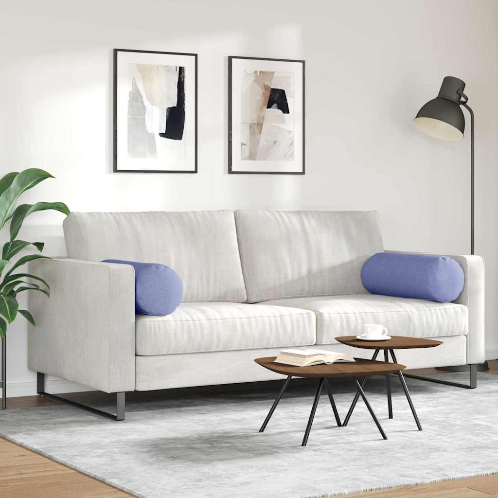 Cuscini a rullo 2 pz Tessuto Blu jeans Ø 25 x 70 cm