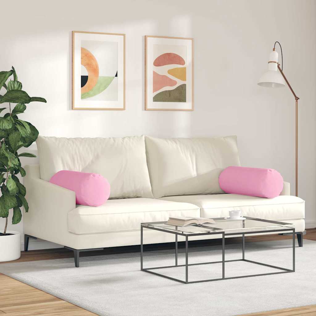 Cuscini a rullo 2 pz Tessuto Rosa Ø 25 x 70 cm