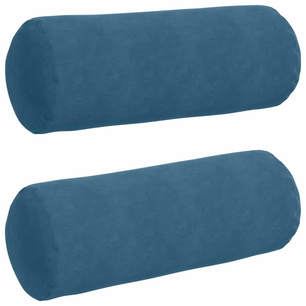 Cuscini a rullo 2 pcs Blu Ø 25 x 70 cm Tessuto in Cords