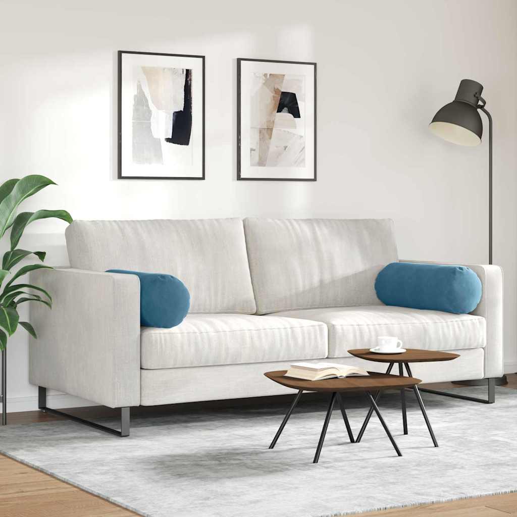 Cuscini a rullo 2 pcs Blu Ø 25 x 70 cm Tessuto in Cords