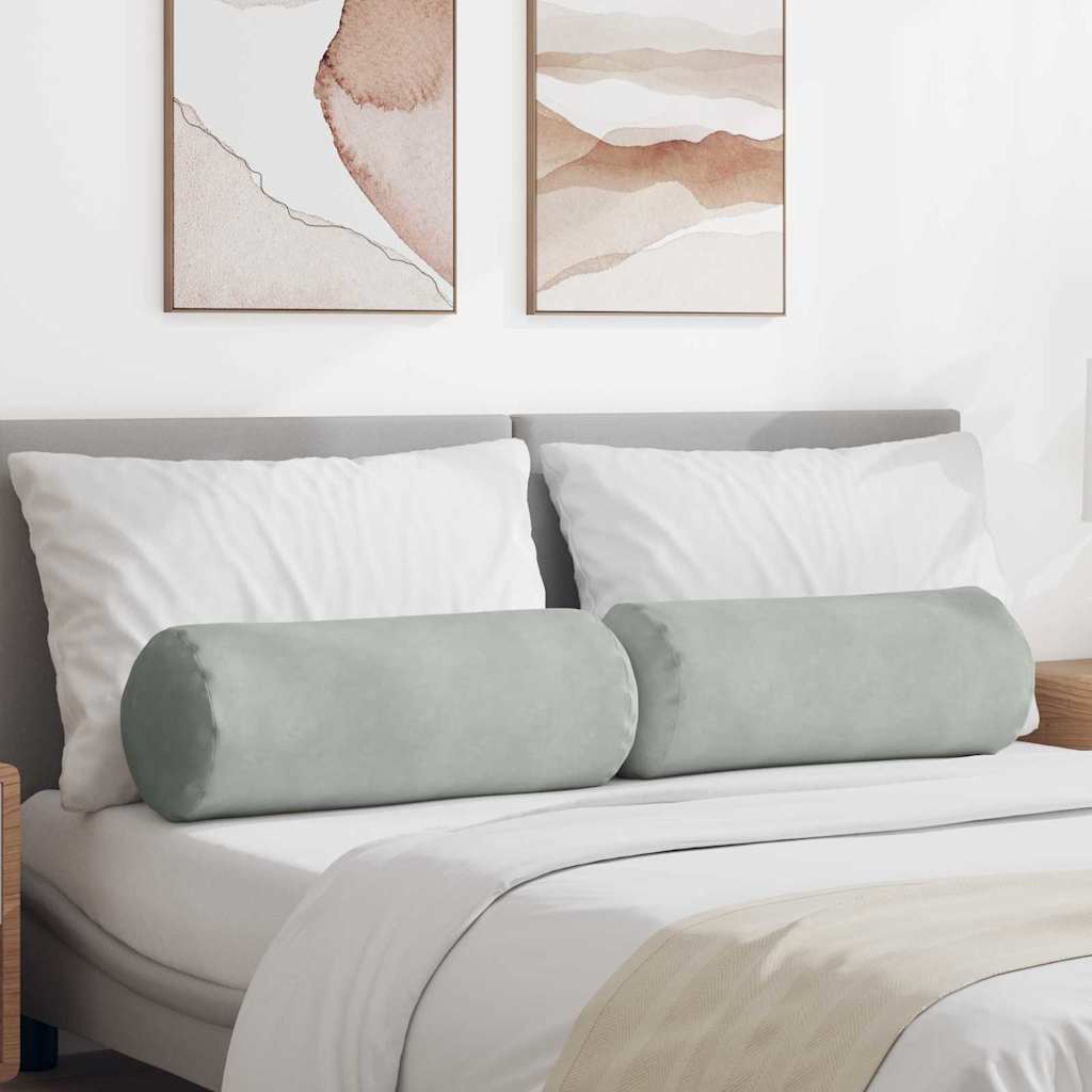 Cuscini a rullo 2 pcs Grigio chiaro Ø 25 x 70 cm