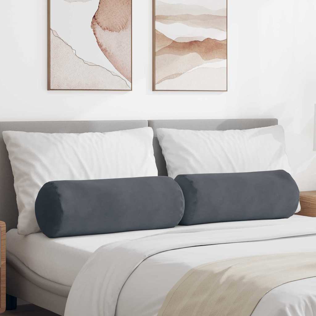 Cuscini a rullo 2 pcs Grigio scuro Ø 25 x 70 cm