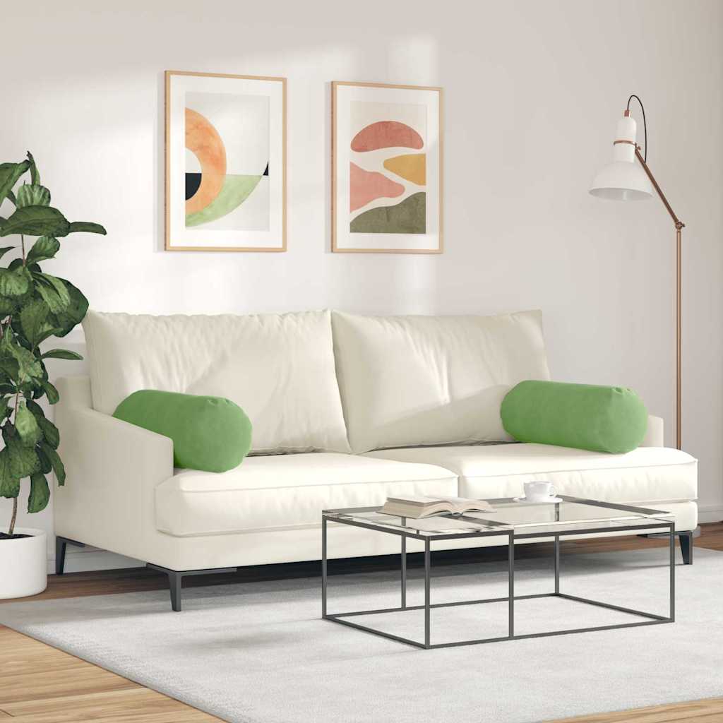 Cuscini a rullo 2 pcs Verde chiaro Ø 25 x 70 cm