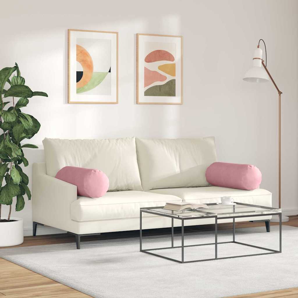 Cuscini a rullo 2 pcs Rosa Ø 25 x 70 cm Tessuto in Cords