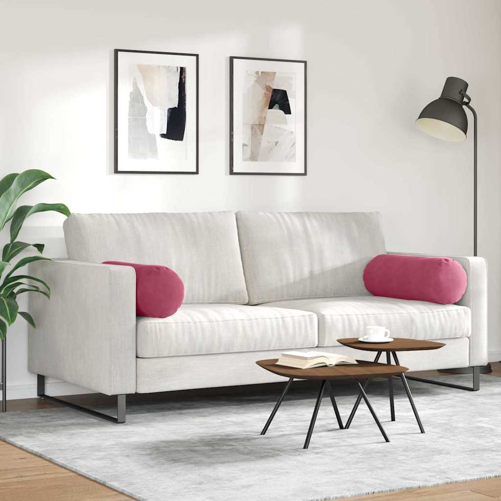 Cuscini a rullo 2 pcs Rosso Vino Ø 25 x 70 cm Tessuto in Cords