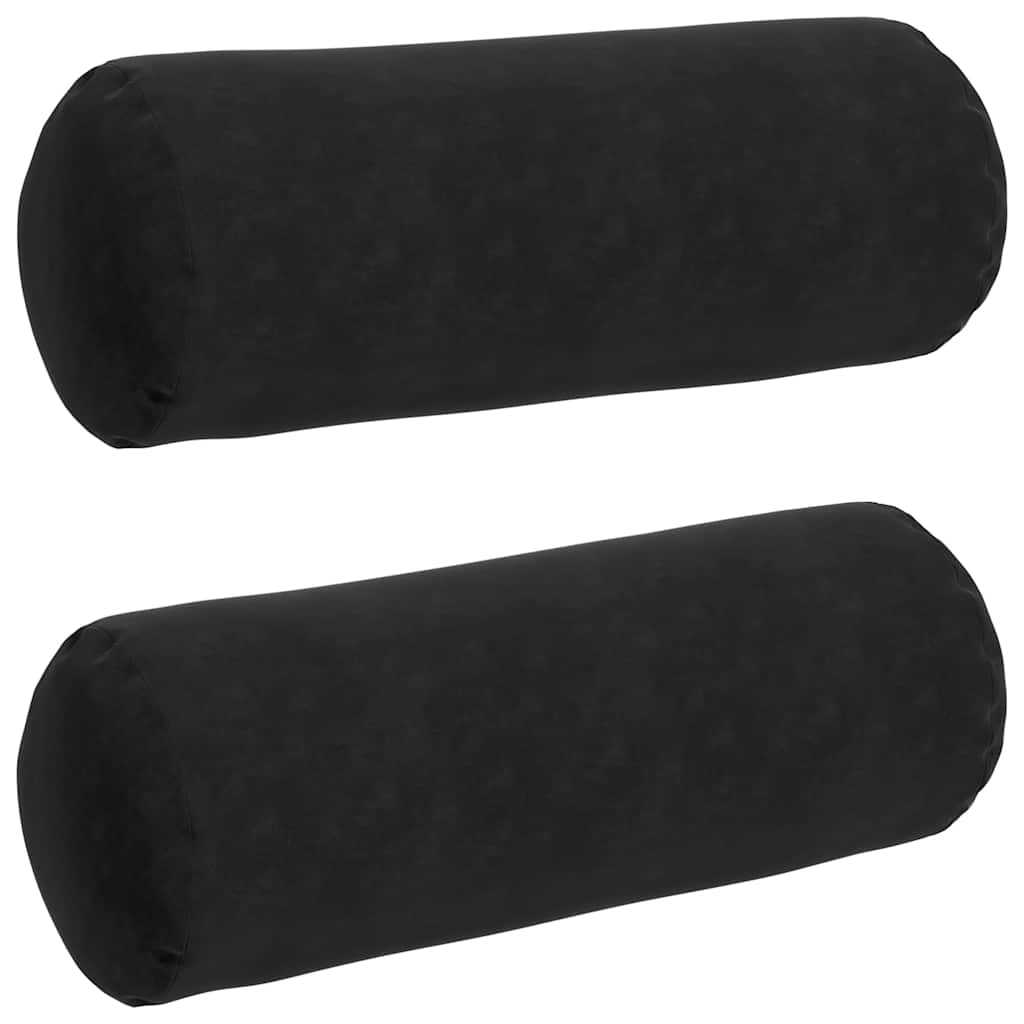 Cuscini a rullo 2 pcs Nero Ø 25 x 70 cm Tessuto in Cords