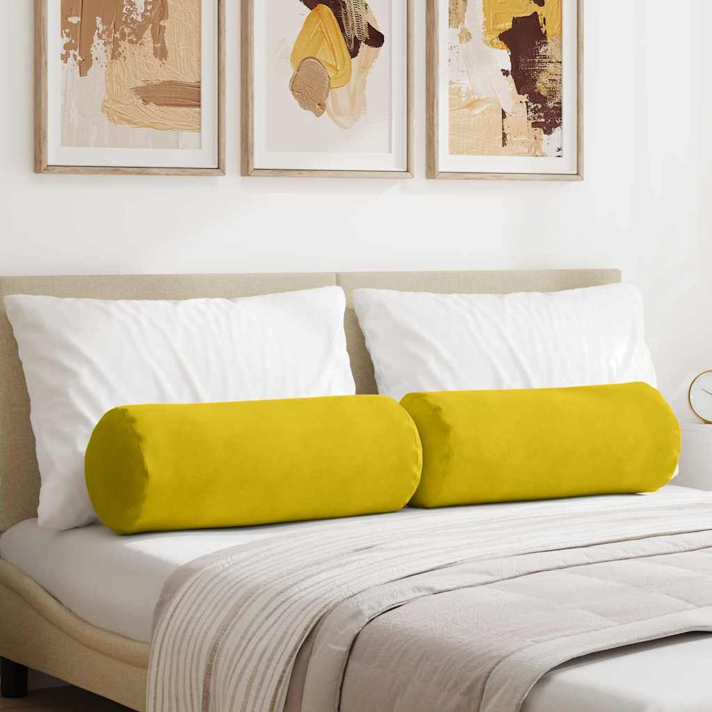 Cuscini a rullo 2 pcs Giallo Ø 25 x 70 cm Tessuto in Cords