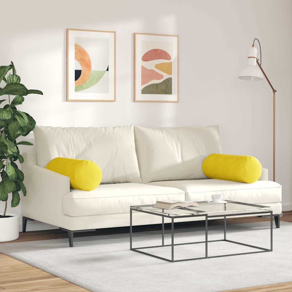Cuscini a rullo 2 pcs Giallo Ø 25 x 70 cm Tessuto in Cords