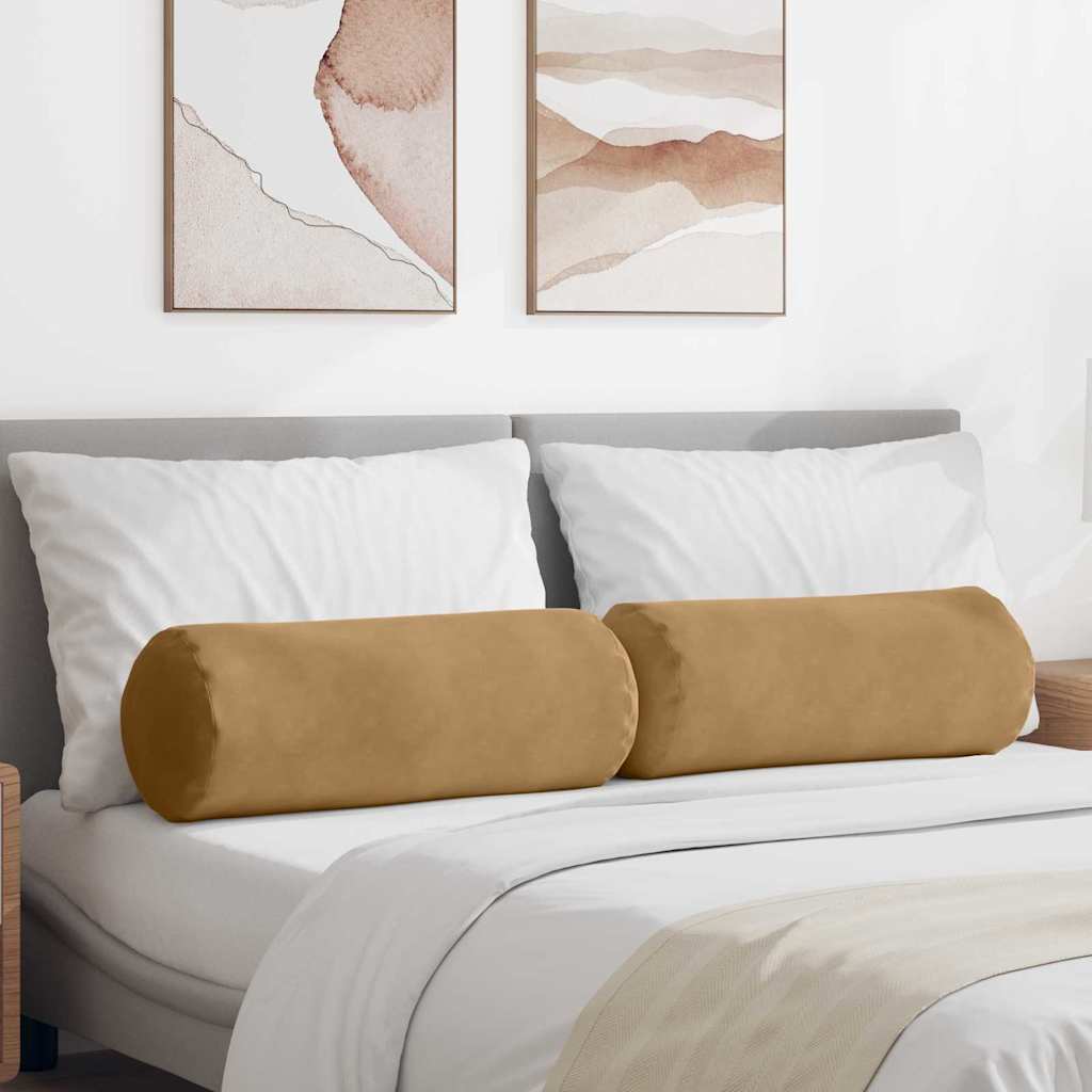 Cuscini a rullo 2 pcs Marrone Ø 25 x 70 cm Tessuto in Cords