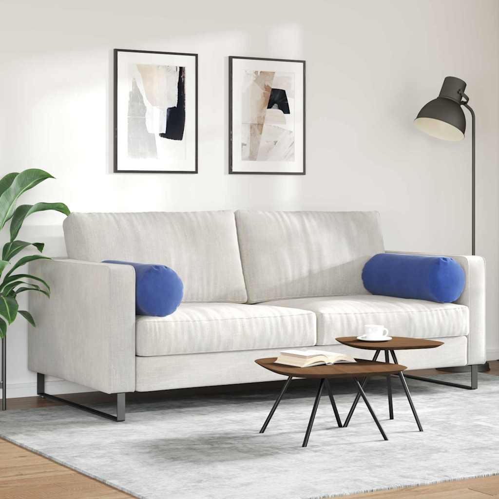 Cuscini a rullo 2 pcs Blu Polizia Ø 25 x 70 cm Tessuto in Cords