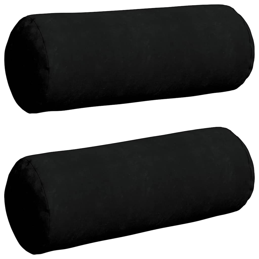 Cuscini a rullo 2 pcs Nero Ø 25 x 70 cm Tessuto in Microfibra