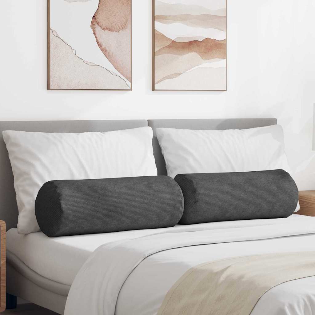 Cuscini a rullo 2 pcs Grigio scuro Ø 25 x 70 cm