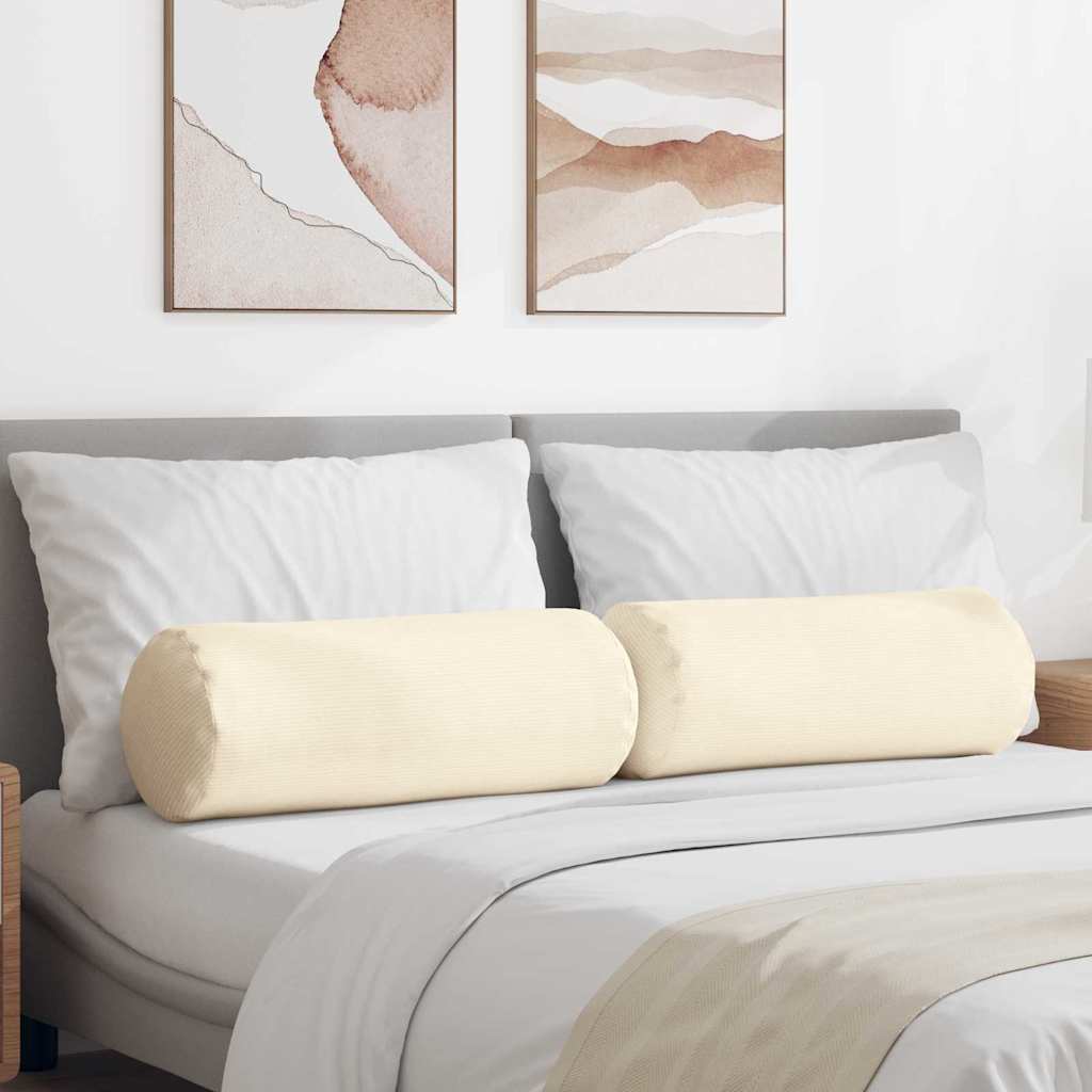 Cuscini a rullo 2 pcs Crema Ø 25 x 70 cm Tessuto in Cords