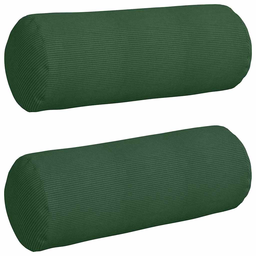 Cuscini a rullo 2 pcs Verde Scuro Ø 25 x 70 cm Tessuto in Cords