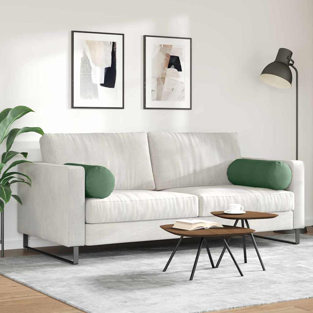 Cuscini a rullo 2 pcs Verde Scuro Ø 25 x 70 cm Tessuto in Cords