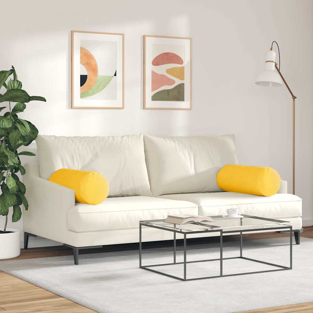 Cuscini a rullo 2 pcs Giallo Chiaro Ø 25 x 70 cm