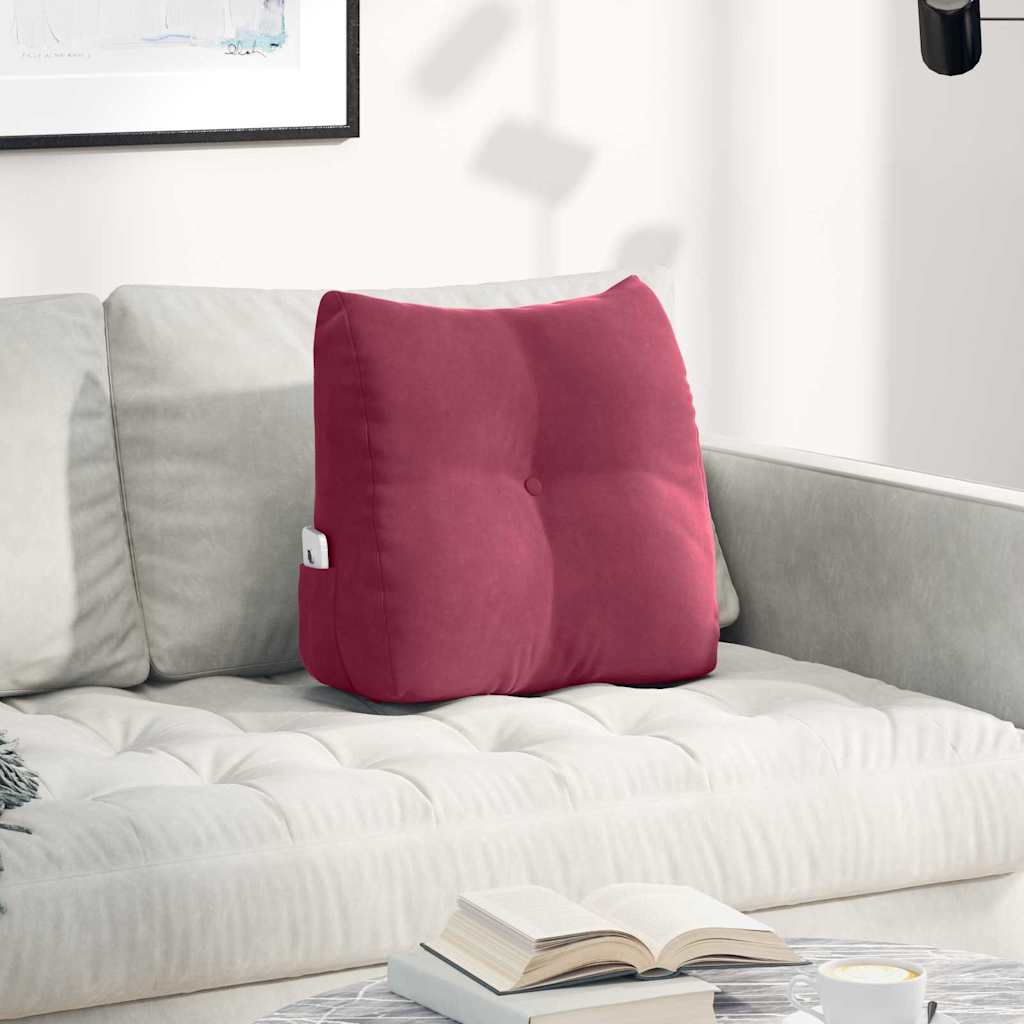 Cuscino per Schiena Rosso Vino 45 x 24 x 50 cm Velluto