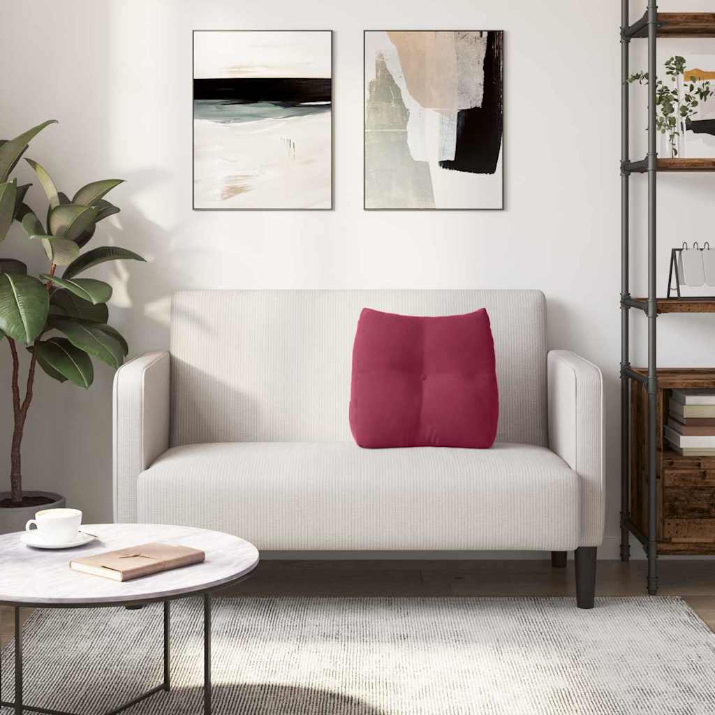 Cuscino per Schiena Rosso Vino 45 x 24 x 50 cm Velluto