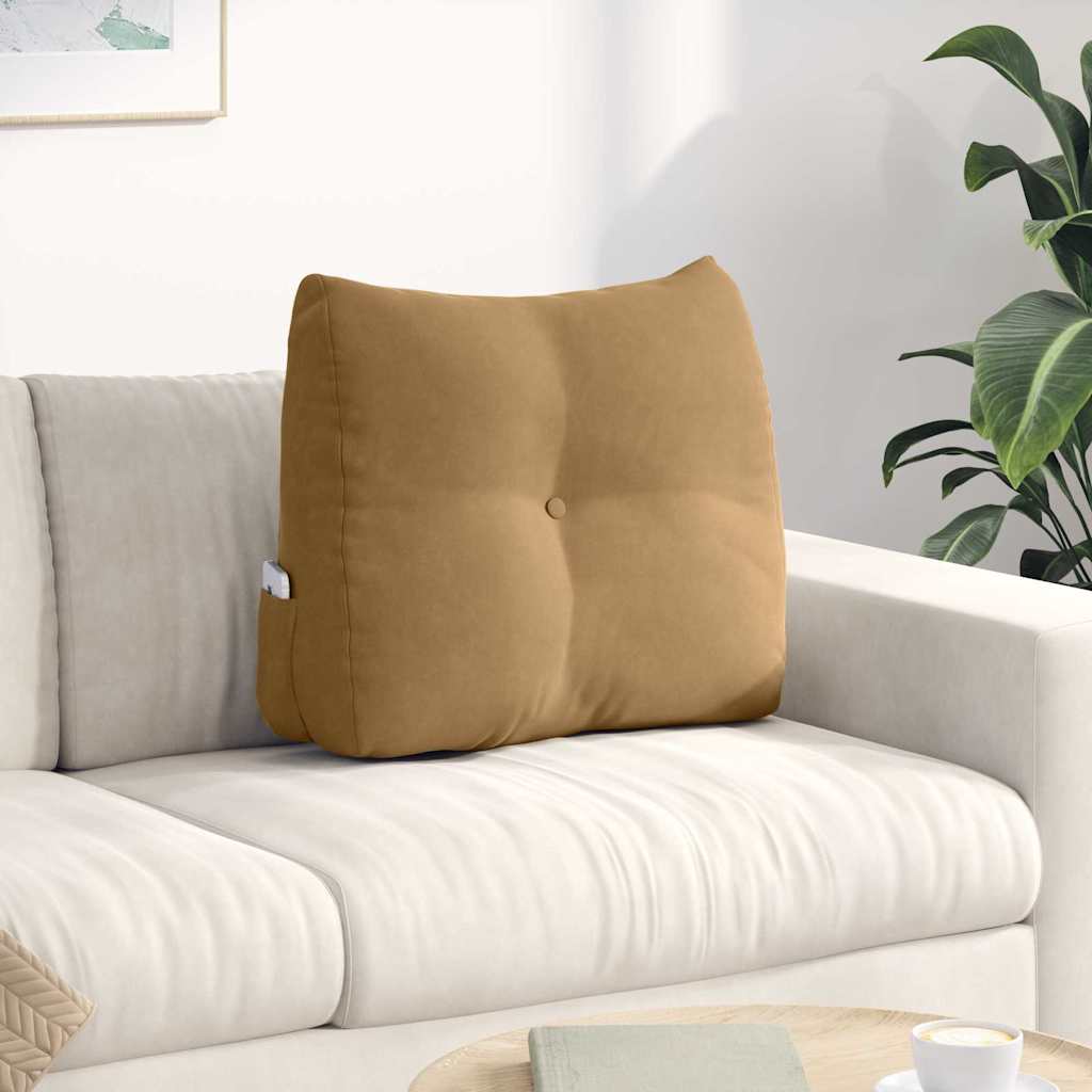 Cuscino per Schiena Marrone 60 x 24 x 50 cm Velluto
