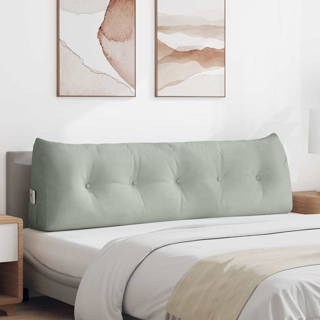 Cuscino per Schiena Grigio chiaro 160 x 24 x 50 cm Velluto
