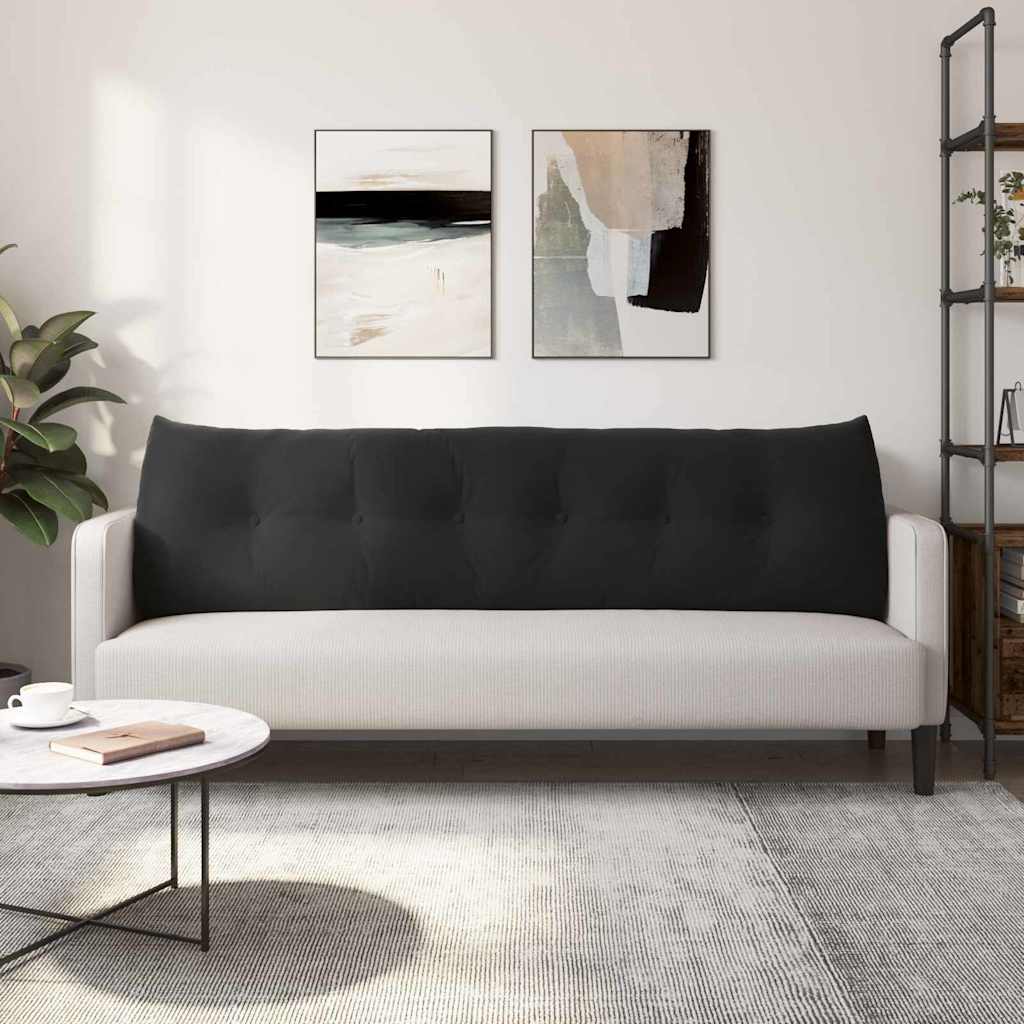 Cuscino per Schiena Nero 180 x 24 x 50 cm Velluto