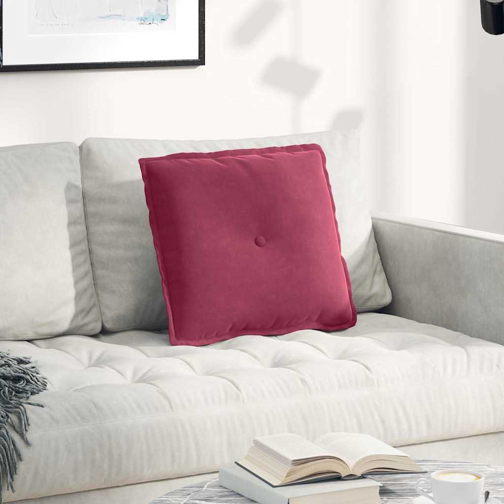 Cuscino per Schiena Rosso Vino 50 x 45 cm Tessuto in Cords