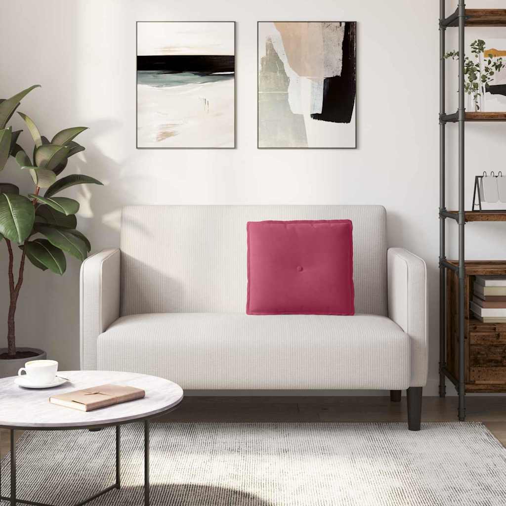 Cuscino per Schiena Rosso Vino 50 x 45 cm Tessuto in Cords