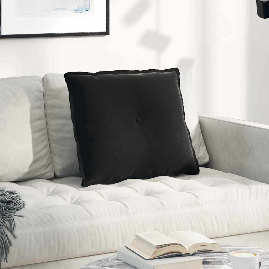 Cuscino per Schiena Nero 60 x 50 cm Tessuto in Cords