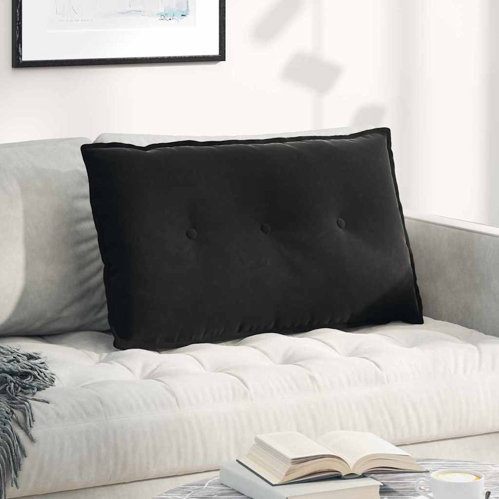 Cuscino per Schiena Nero 80 x 50 cm Tessuto in Cords