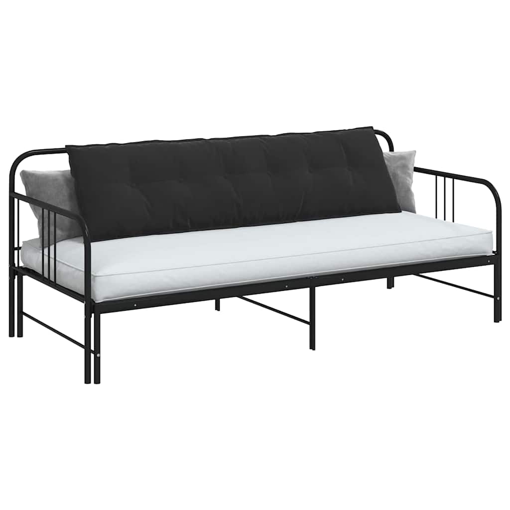 Cuscino per Schiena Nero 180 x 50 cm Tessuto in Cords
