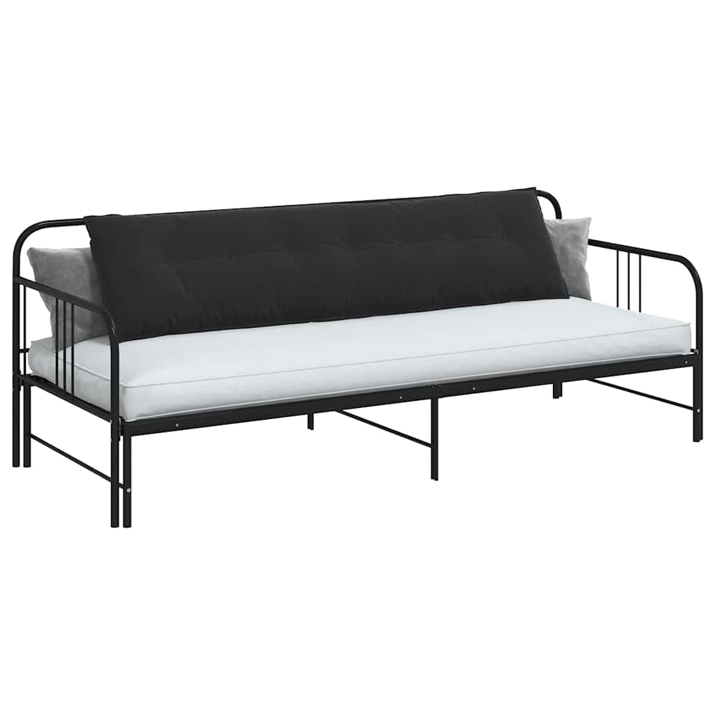 Cuscino per Schiena Nero 200 x 50 cm Tessuto in Cords