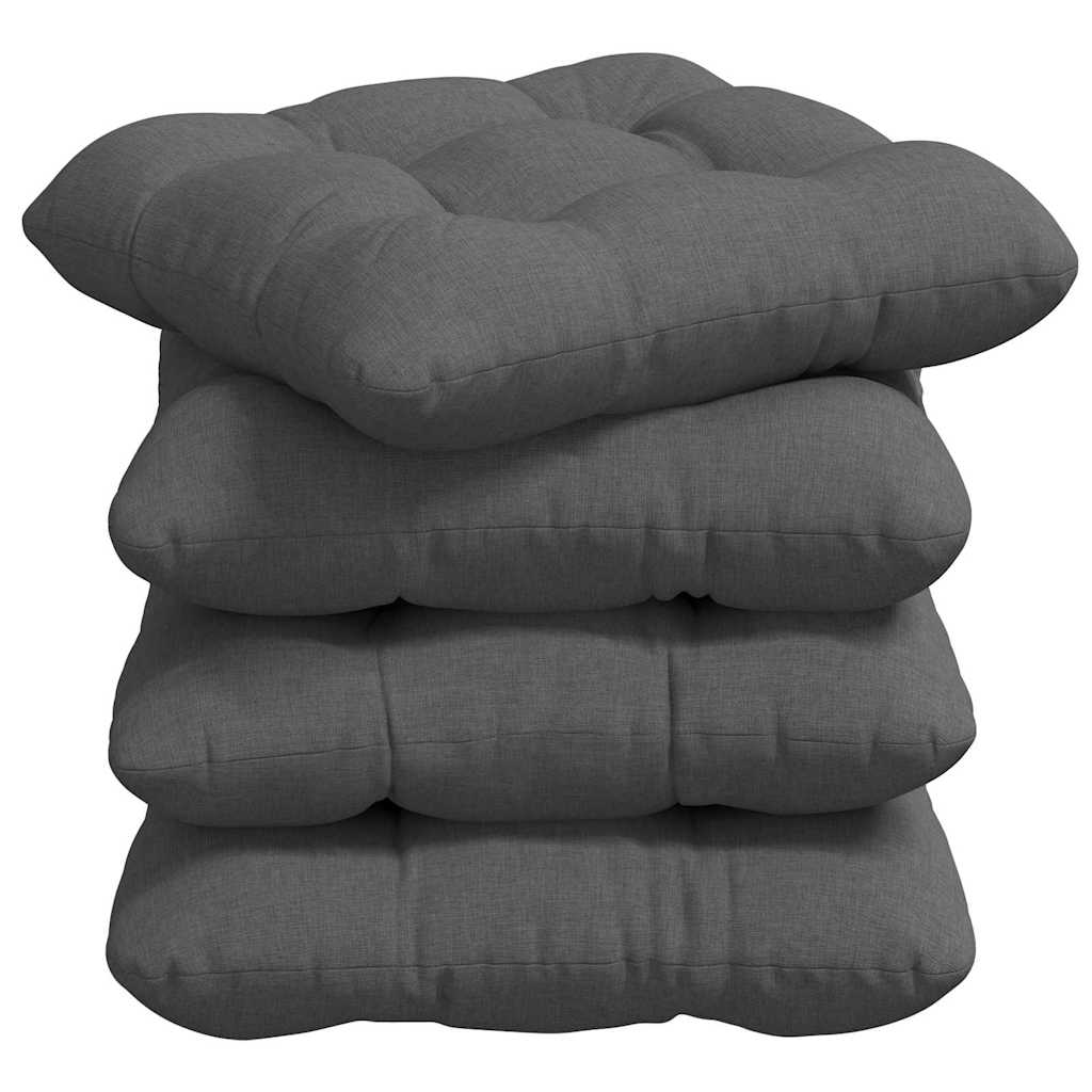 Cuscini per Seduta 4 pz Tessuto Grigio Scuro 40 x 40 x 12 cm