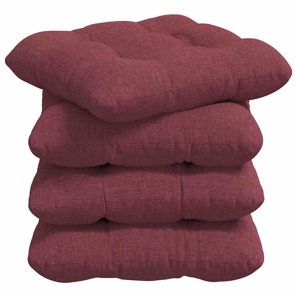 Cuscini per Seduta 4 pz Tessuto Rosso Vino 40 x 40 x 12 cm