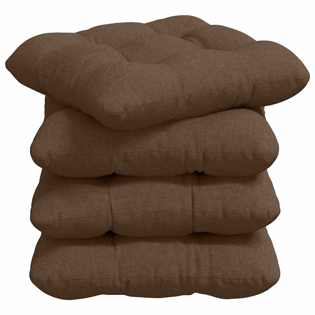 Cuscini per Seduta 4 pz Tessuto Marrone 40 x 40 x 12 cm