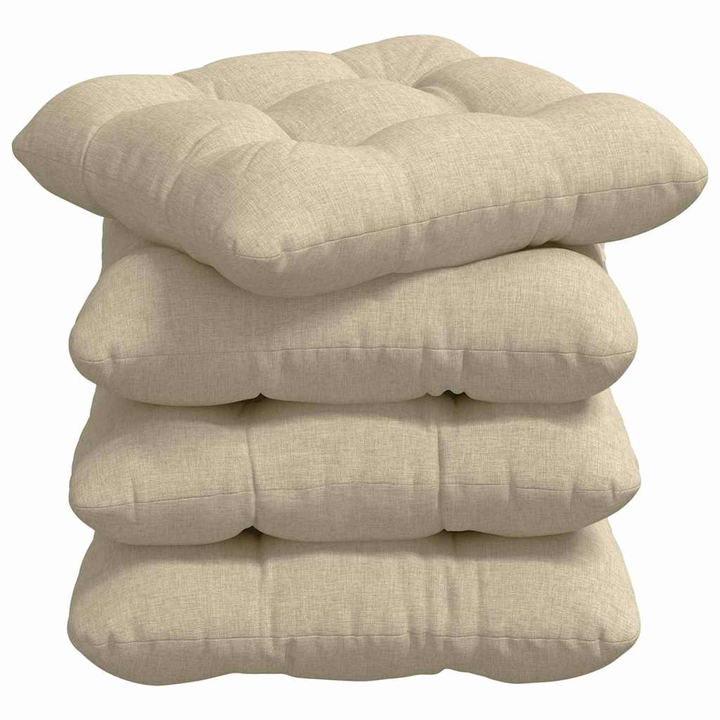 Cuscini per Seduta 4 pz Tessuto Crema 40 x 40 x 12 cm