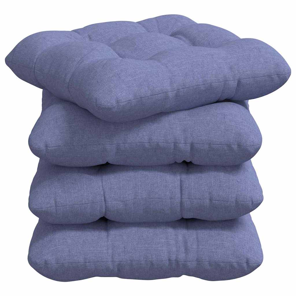 Cuscini per Seduta 4 pz Tessuto Blu jeans 40 x 40 x 12 cm