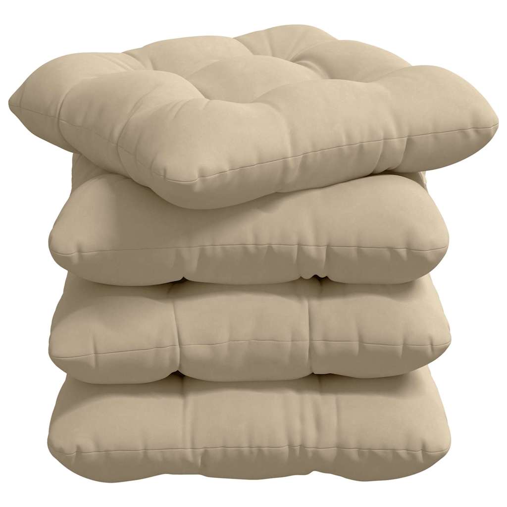 Cuscini per Seduta 4 pz Tessuto in Microfibra Crema 40 x 40 cm