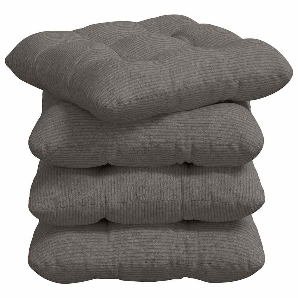 Cuscini per Seduta 4 pz Tessuto in Cords Grigio Chiaro