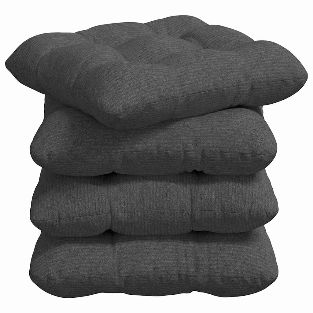 Cuscini per Seduta 4 pz Tessuto in Cords Grigio Scuro
