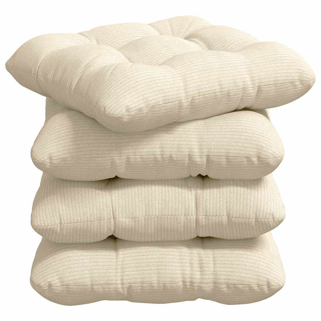 Cuscini per Seduta 4 pz Tessuto in Cords Crema 40 x 40 cm